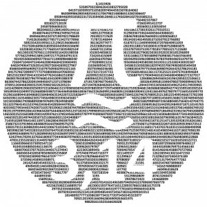 Pí tričko, univerzální, bílé n. černé, desítková soustava